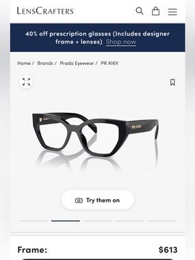 Prada Black Oversized Angular Eyeglasses with Gold Logo authentic with case